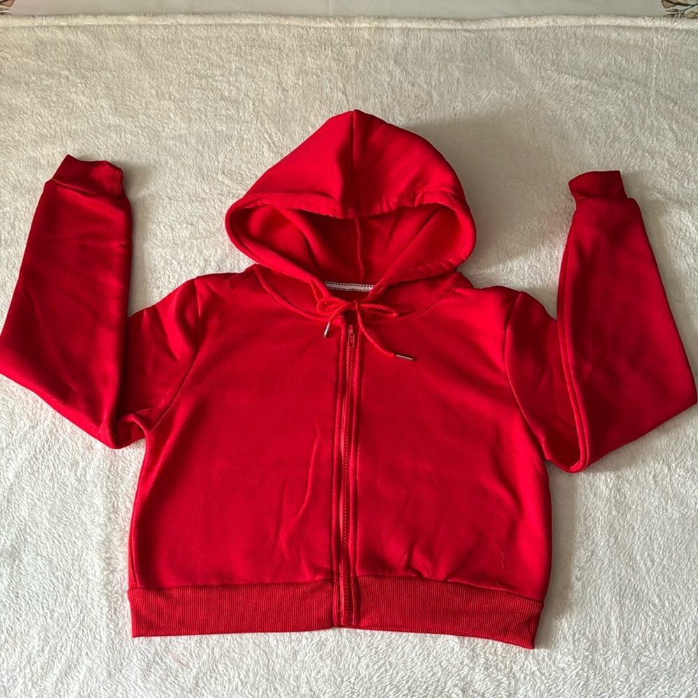 SHEIN zip down cropped hoodie (S)